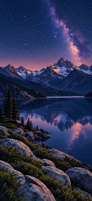 A painted mountain lake under the Milky Way